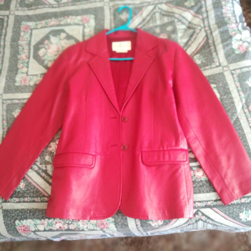 Red leather coat